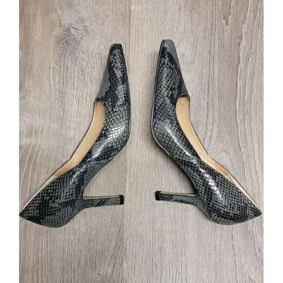 Worthington Leather Black & Gray Snake Skin Print Heels‎  - Size 7M - Picture 5 of 12